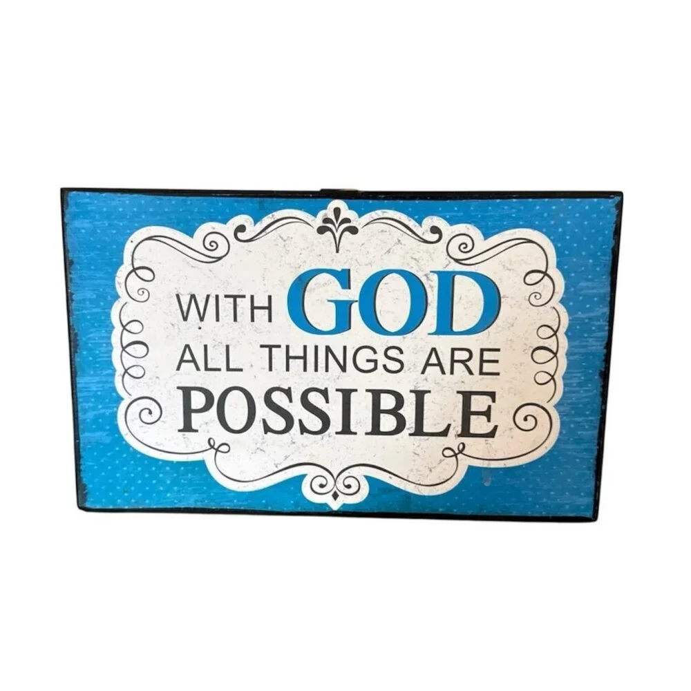 With God All Things Are Possible Rustic Farmhouse Sign Scripture Art Decor Print